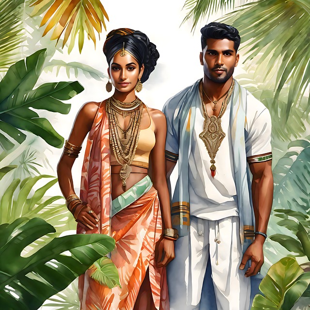 Early examples of draped clothing can be seen in the Indus Valley Civilization's ancient Indian attire.